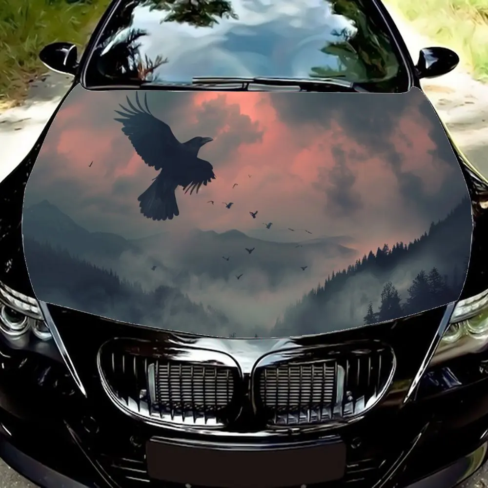 

Ворона; Небо; Вечернее свечение; Крутой; Художественный; Праздничный; Красочный; Подарок; Наклейка на капот автомобиля, Наклейка на грузовик, Самоклеящаяся Прочная Perso