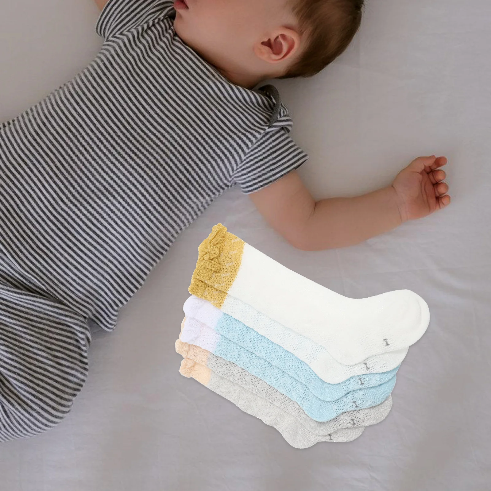 3 คู่ถุงเท้าเด็กชุดสบายน้ำหนักเบาถุงเท้าเด็กสูงถึงเข่าถุงเท้ายาวระบายอากาศได้สำหรับวันหยุดของขวัญวันเกิด