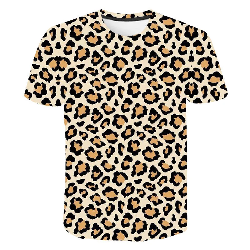 Black and White Leopard Print 3D Printed T-shirt Men\'s Fashionable Street Clothing Sports Breathable Personality Top