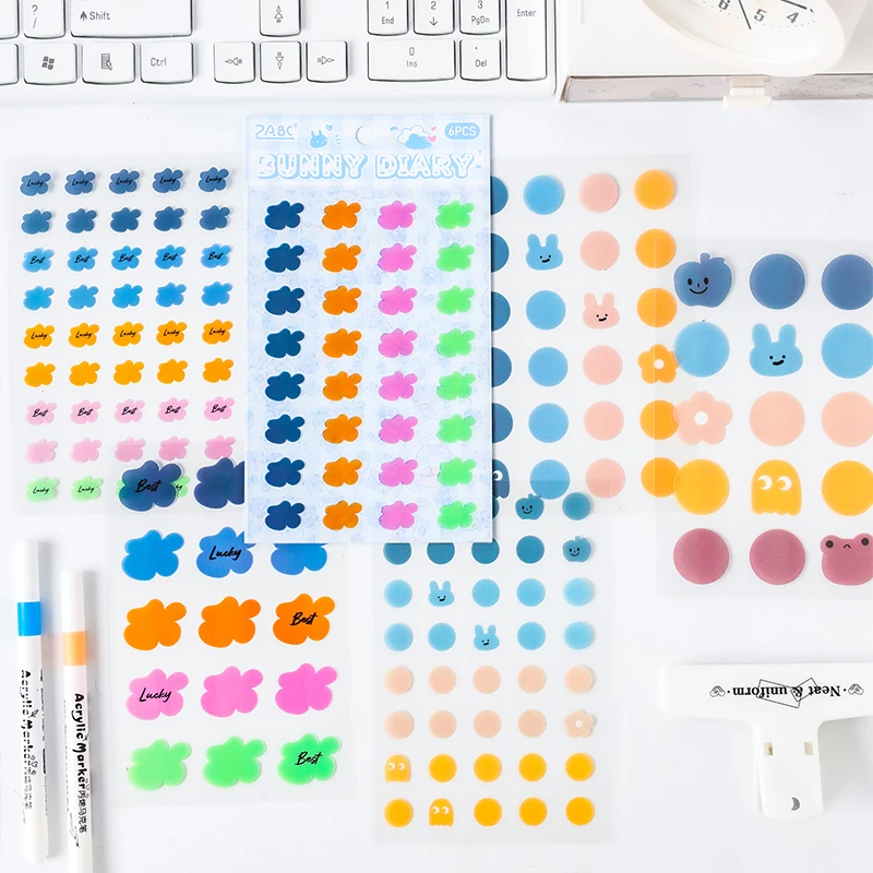 Card Lover 6 Pcs [Sweet Label Series] Cute Hand Account  Stickers PET Sticker Paper Scrapbooking Material Scrapbook Kit