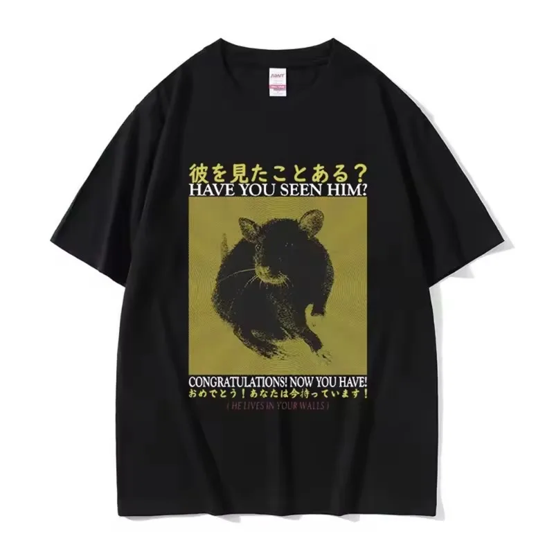 

Japanese Mouse Have You Seen Him Funny Pattern Seagui Women's Casual Cute Short Sleeve Round Neck Printed Simple Casual Clothing
