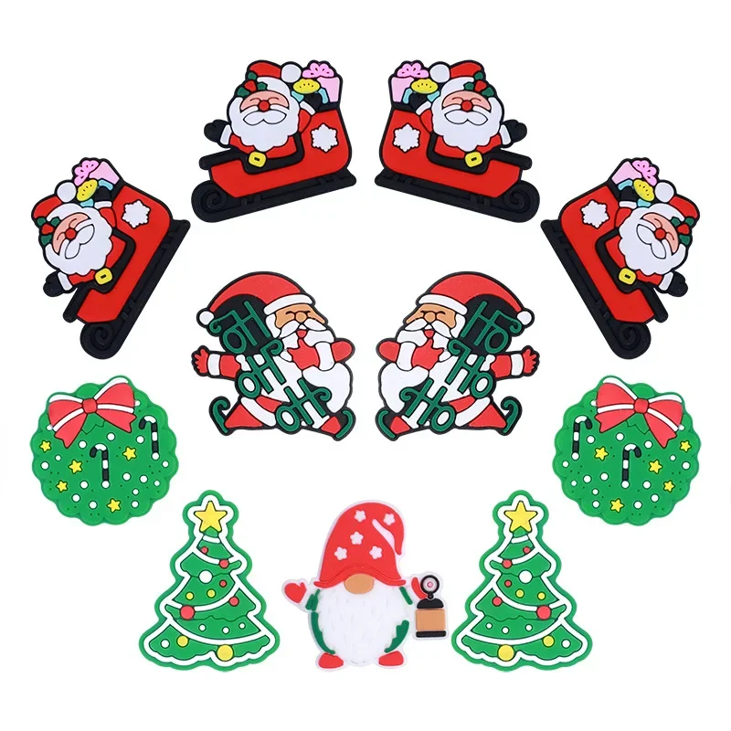 10pcs Christmas Focal Silicone Beads BPA Free Food Grade Silicone Baby Toys DIY Pacifier Chain Necklace Jewelry Accessorie