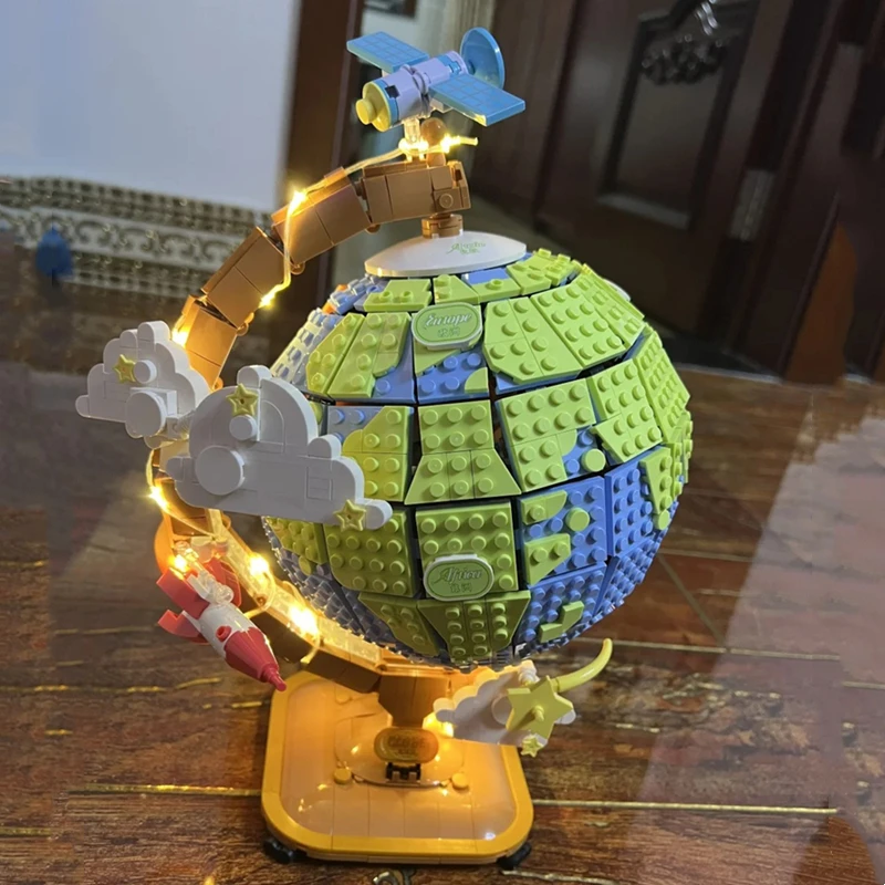 

Puzzle technology globe building blocks rotatable luminous ornaments school learning children's birthday gifts