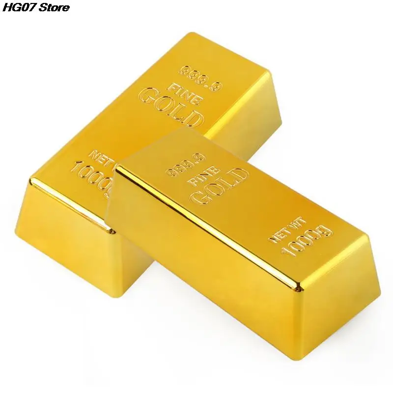 Fake Gold Bar Plastic Golden Paperweight Home Decor Bullion Bar Simulation Decoration Crafts Creative Gold Brick Decor Toy Shop