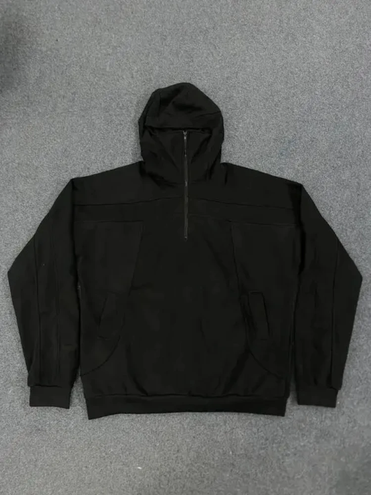 

Harajuku Aesthetic Punk Gothic Sweatshirts American Retro Fashion Brand Y2K Long Zipper Exposed Eye Hat Design Hooded Sweatshirt