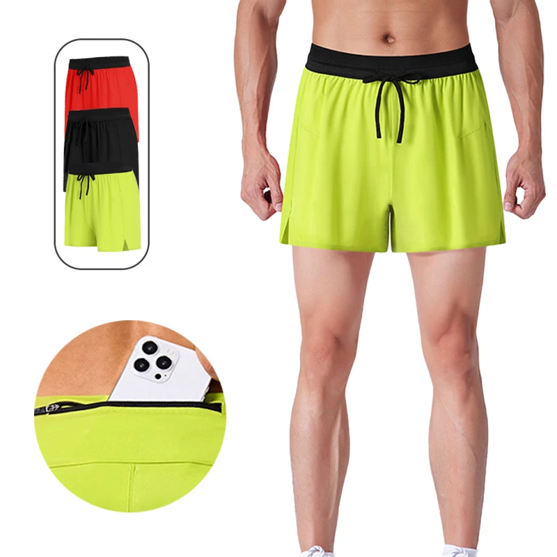 

(XS-4XL)Unisex Marathon Running Shorts Quick Dry Athletic 3-inch Loose Fit No Liner Lightweight Sports Fitness Racing Shorts