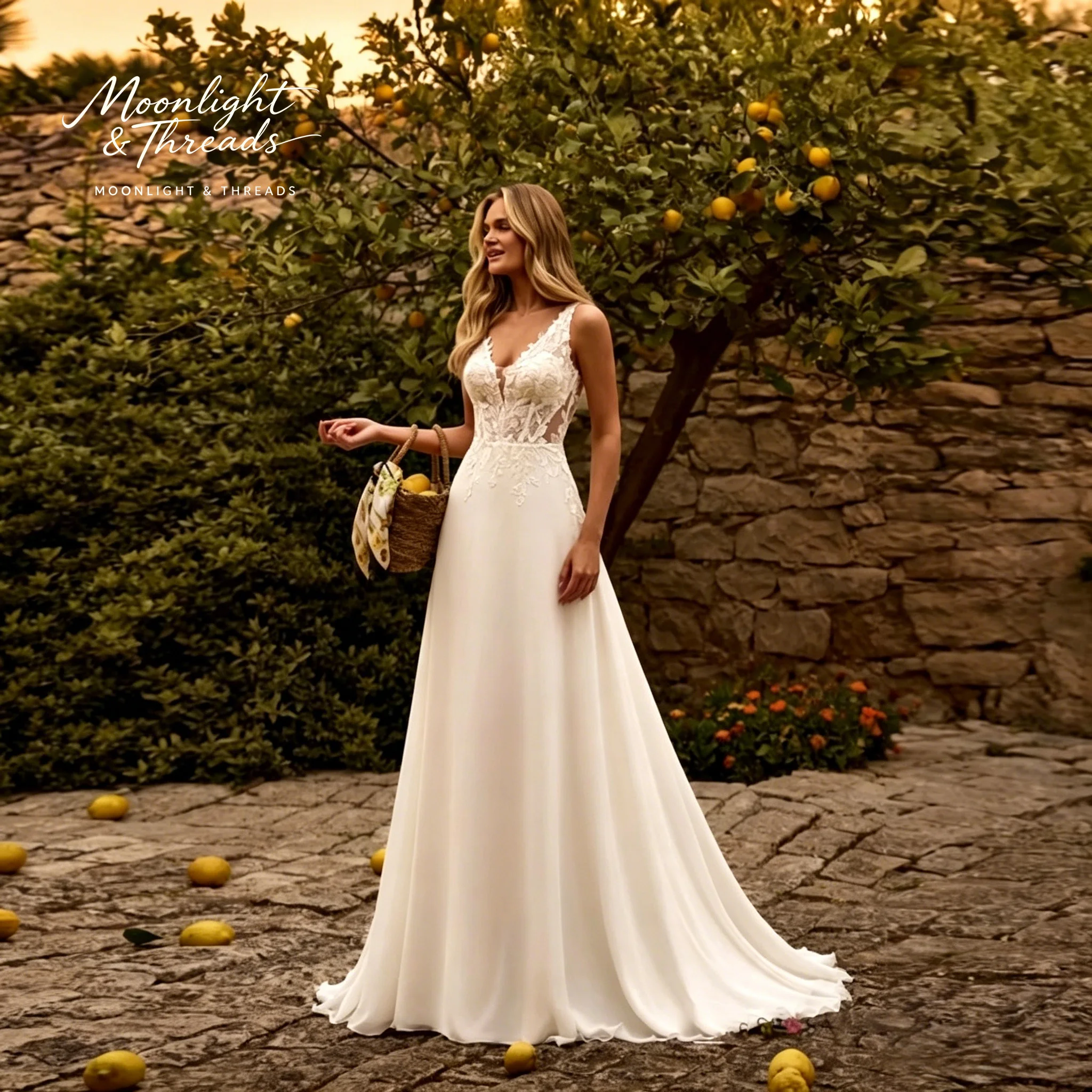 

Ivory white halter-neck A-line skirt floor-length formal occasion wedding dress with herringbone embroidery