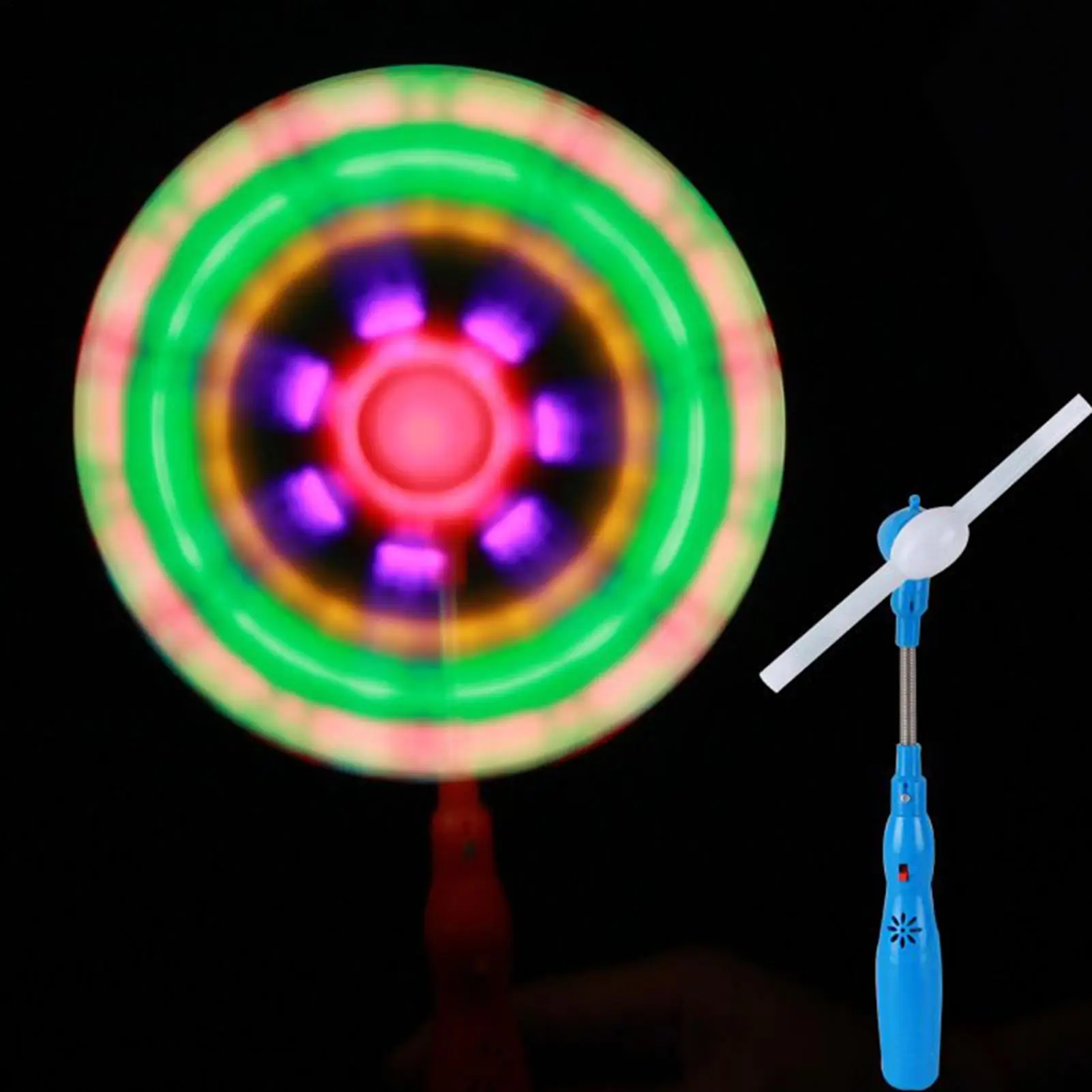 Random Color LED Music Windmill Spinner Glow Rainbow Flashing Windmill Rotating Toy Spinning Mini Handheld Light Up Windmill Toy