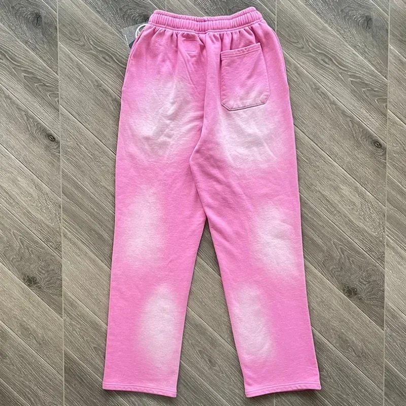 24SS Pink Washed Hell Star Pants For Men 1:1 Top Quality Sweatpants Oversized Women Drawstring Jogging Pants