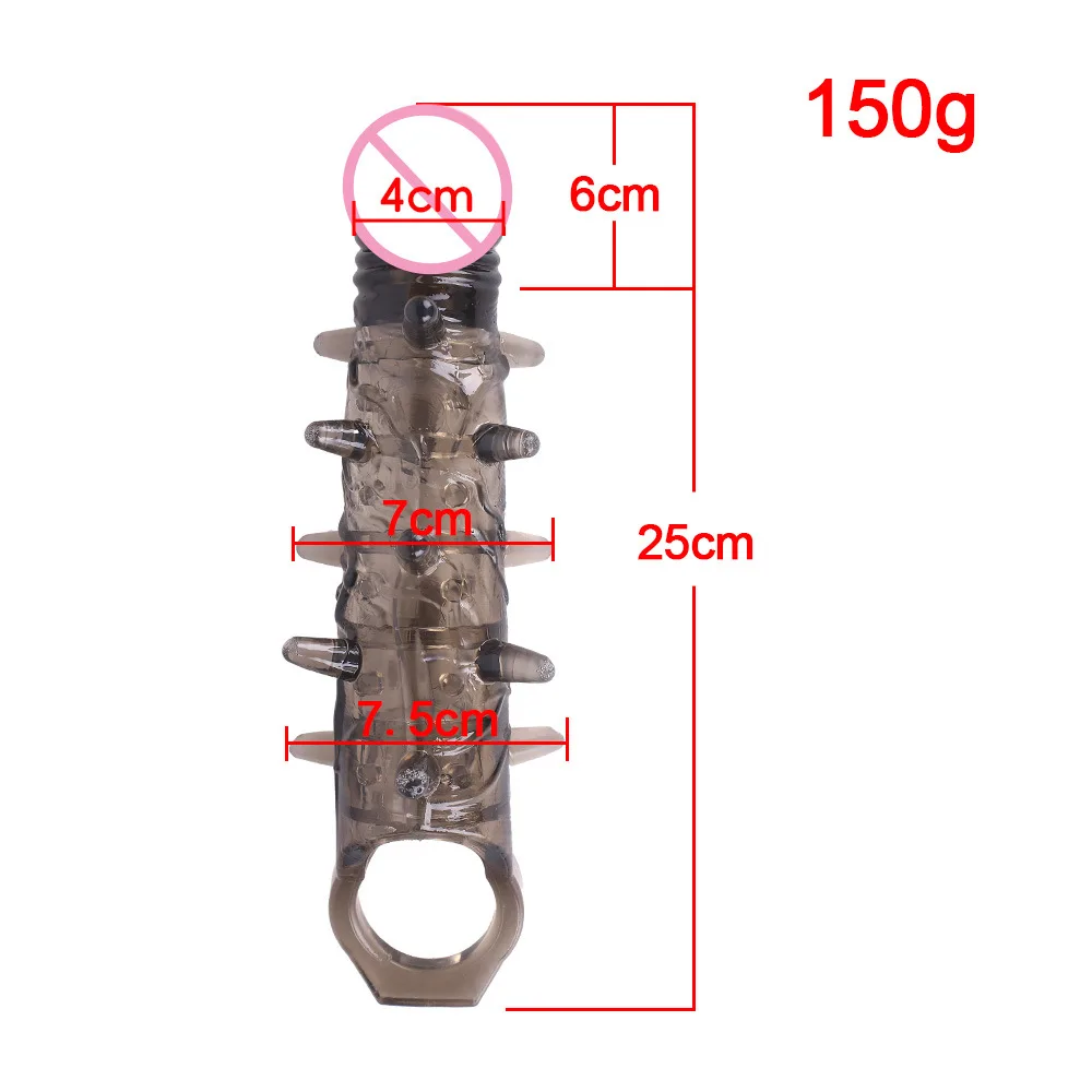 Large Simulated Wolf Tooth Cover for Men, Lengthened and Bold with Vibrating Penis Cover, Large Thorn Soft Rubber Sex Products view 4