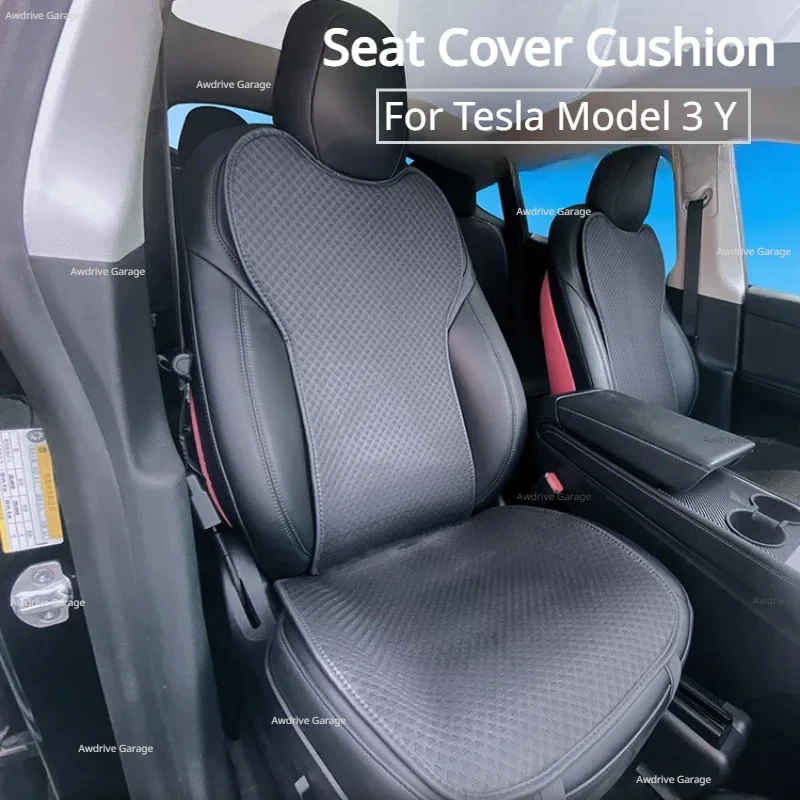 Ice Silk Seat Cover Cushion for Tesla Model 3 Y Breathable Summer Cooling Pad Anti-dirty Sweatproof Four Seasons Car Accessories