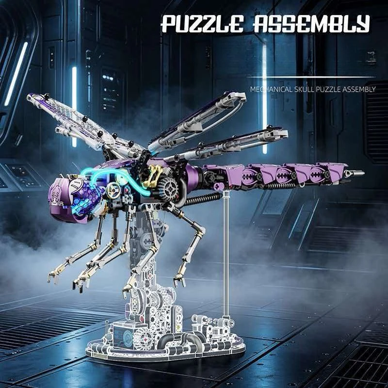 Mechanical Insect Dragonfly Unicorn Hourse Building Blocks MOC Animal World Set With Light Bricks STEM Toys MOC Gift