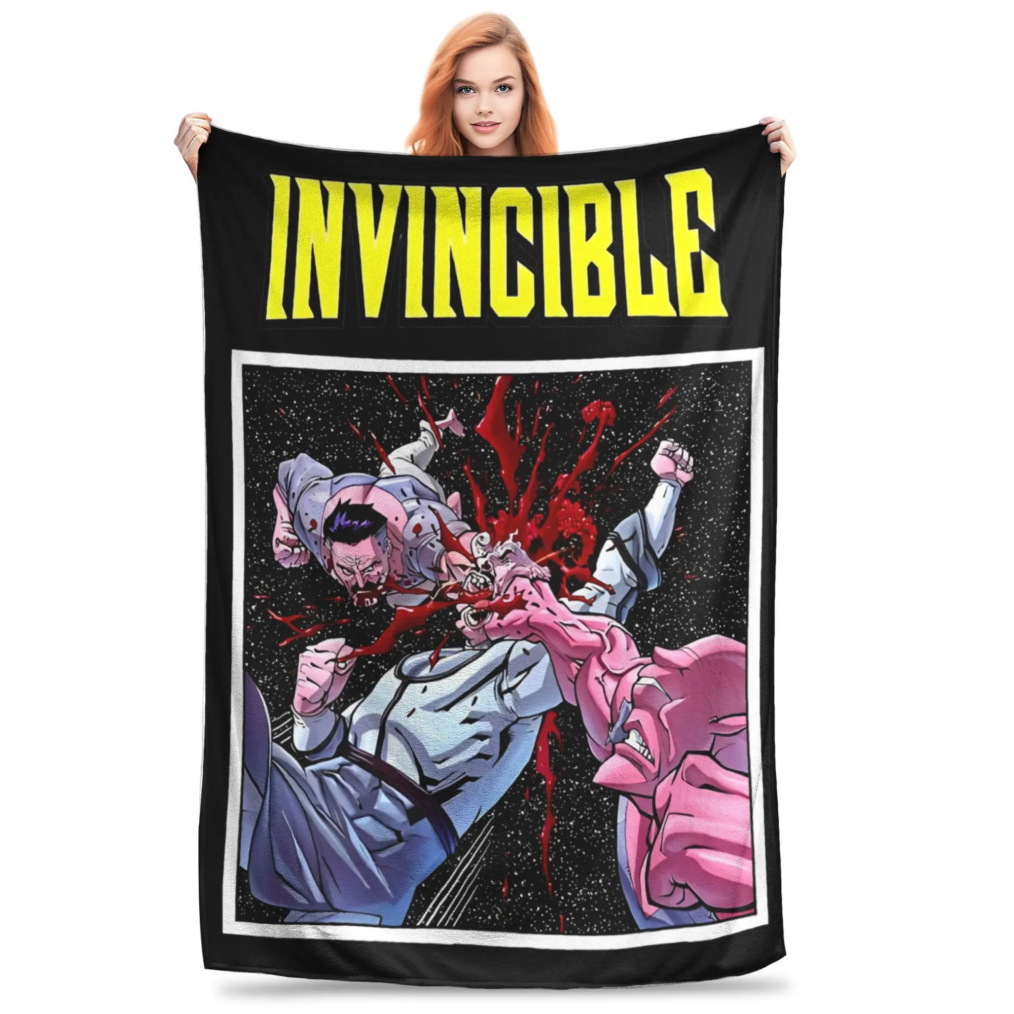 Invincible Allen The Alien And Omni Man Flannel Throw Blankets  Blankets for Bed Office Warm Bed Rug