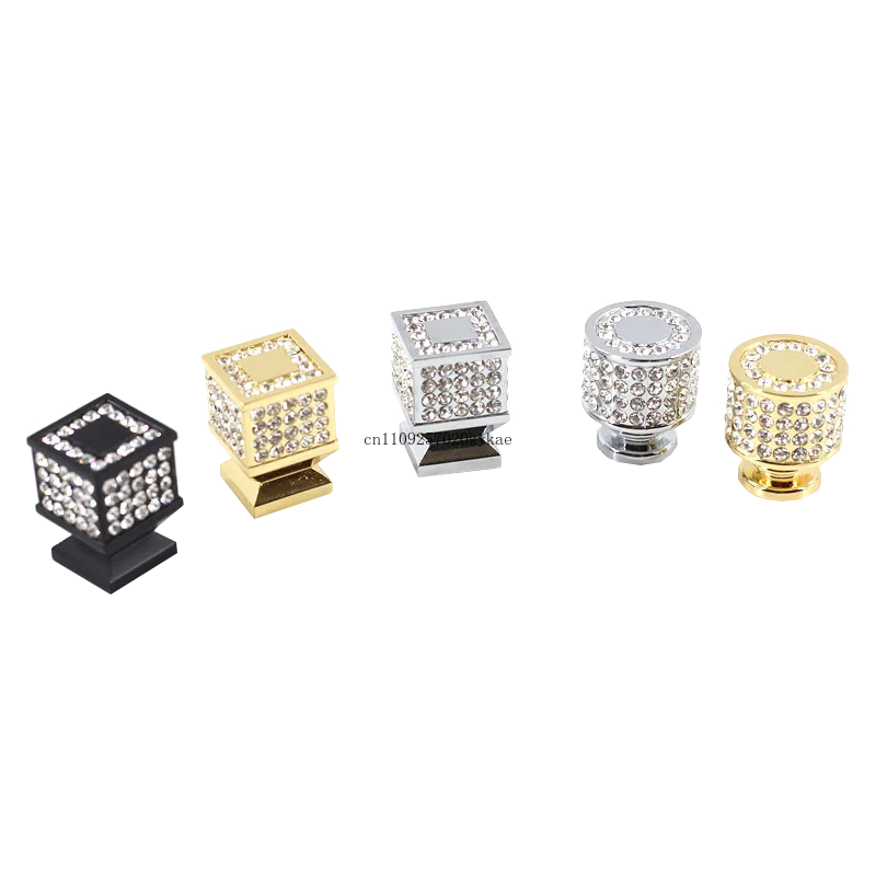 Modern Crystal Light Luxury Gold Diamond Drawer Pulls Single Hole Minimalist Cabinet Knobs Wardrobe Door Handles