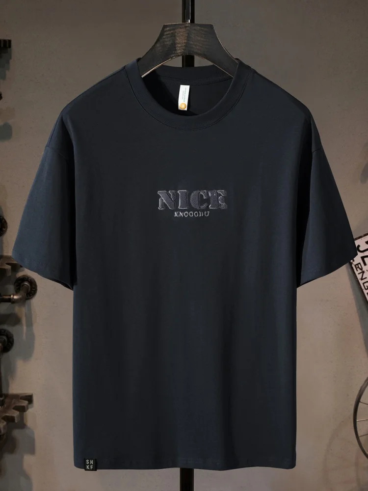 

Bla Versatile ort Sve Cotton T-irt Men's Summer Comfortable round Ne Loose Casual Top Breathable Modern Sle