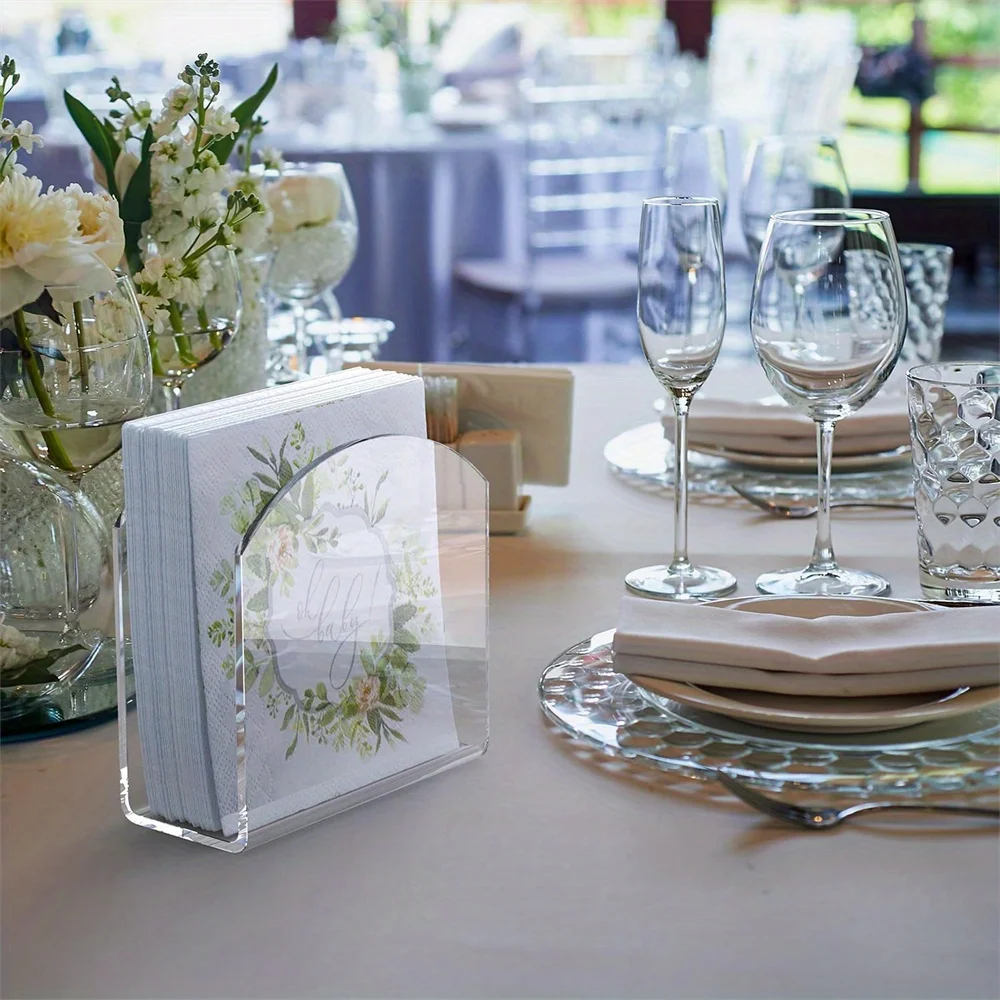 2pcs/pack New Style Napkin Holder, Clear Acrylic Napkin Holder for Table, Tissue Paper Cocktail Napkin Holder for Kitchen, Dinne - view 3