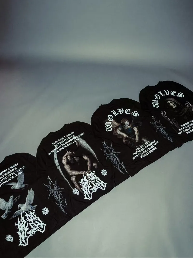 

Y2K top personality brand versatile men short-sleeved 2025 High Street Gothic Harajuku fashion loose T-shirt casual trendy shirt