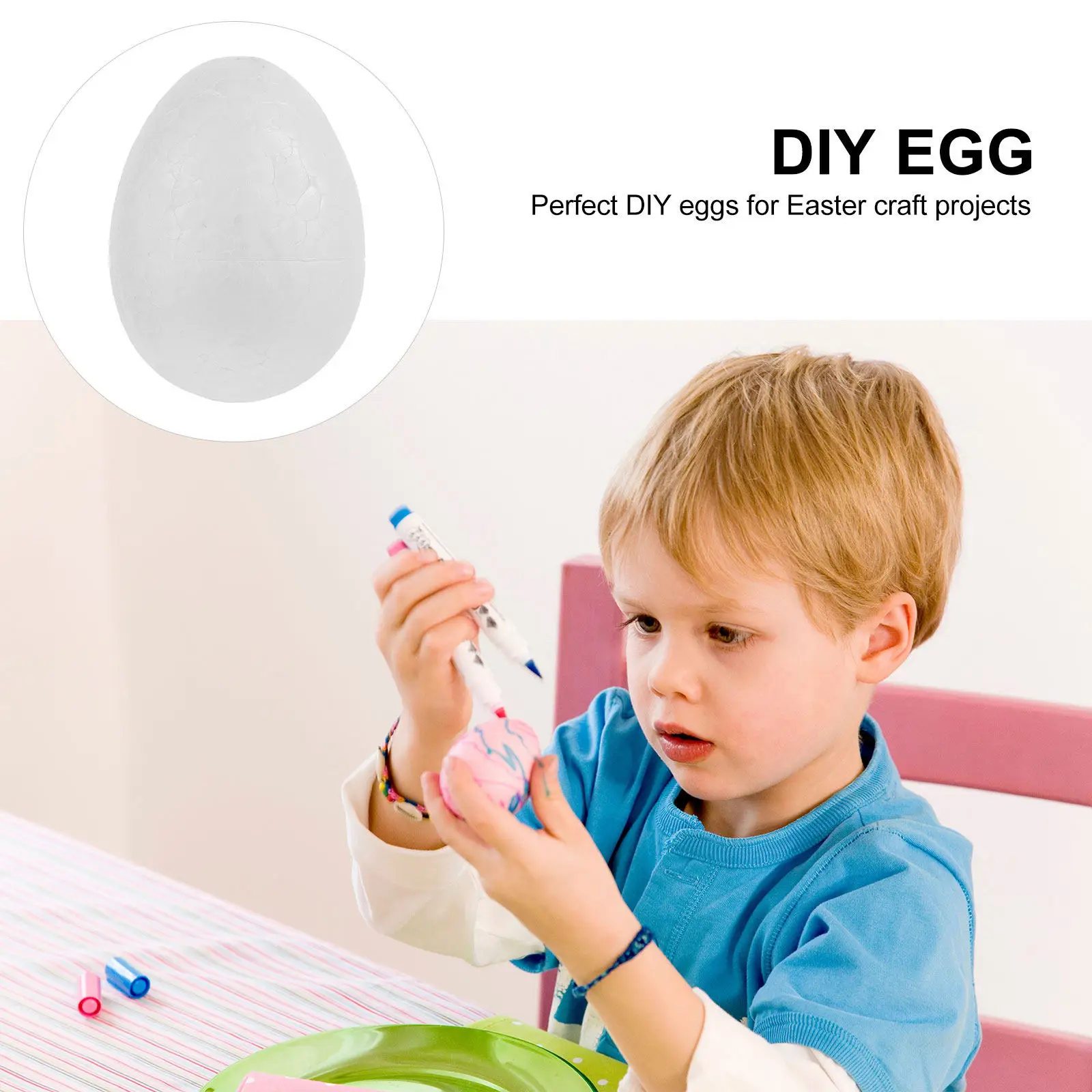 24Pcs Hand-Painted Egg Foam DIY Easter Craft Decorations for Kids Family Festival Party Supplies and Educational Fun