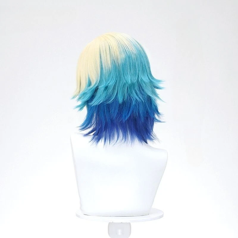 Anime Michael Cosplay Kaiser Short Wigs Blue Gradient Synthetic Hair Role Play Props Accessories Halloween Carnival Party view 3
