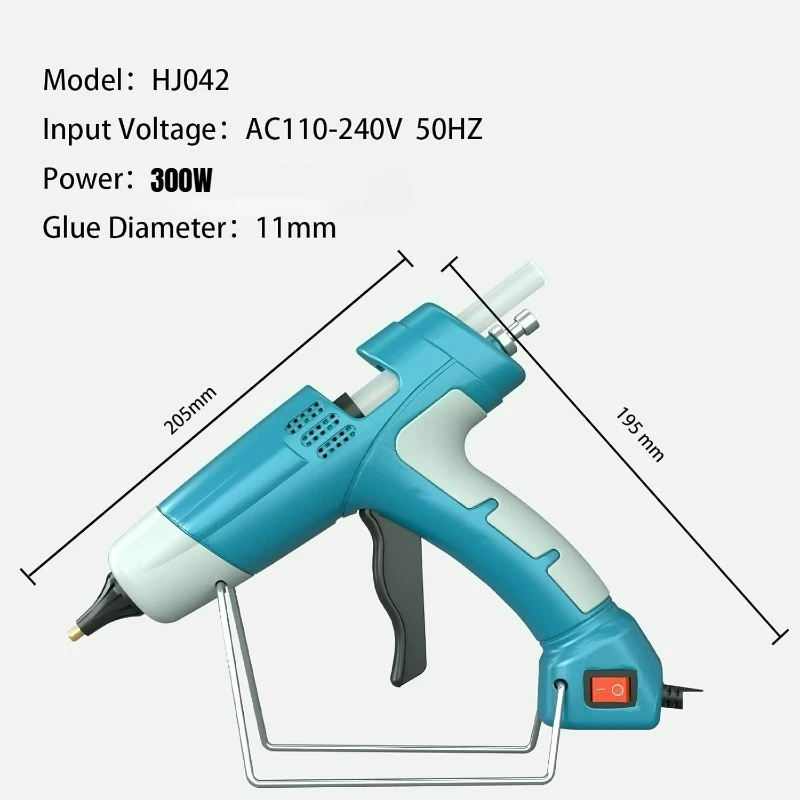 300W Hot Melt Glue Gun Industrial Silicone Gun High Temperature with Switch-Metal Wood Ceramic Leather and DIY Projects 220V