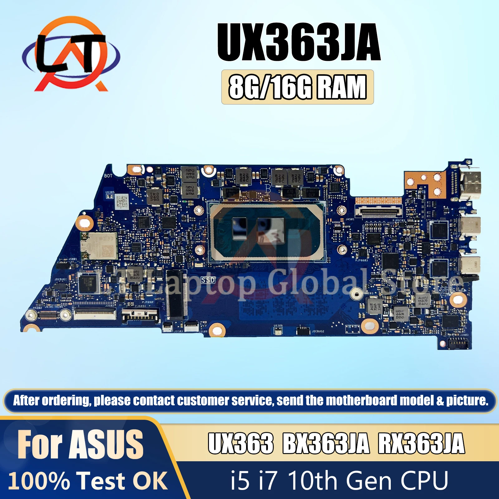 

Материнская плата UX363JA для ноутбука Asus Zenbook Flip BX363JA UX363JA RX363JA материнская плата для ноутбука с процессором i5 i7 10-го поколения 8 ГБ/16 ГБ ОЗУ