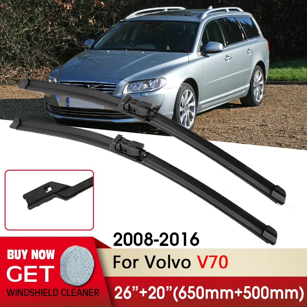 

Car Wipers Front Wiper Blade 26"+20" For Volvo V70 2008-2016 Fit Push Button Arm Front Windscreen Wipers Auto Accessories