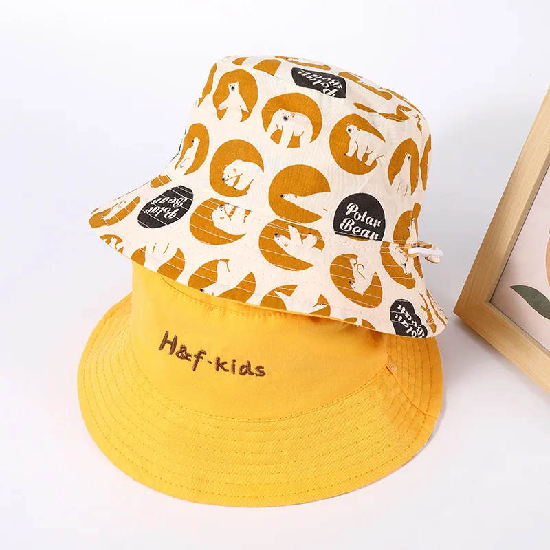 

1pcs Kids Bucket Hat for Boy Girl Cute Cartoon Sun Hat Summer Travel Beach Sunshade Children Hat Photography Props Cap