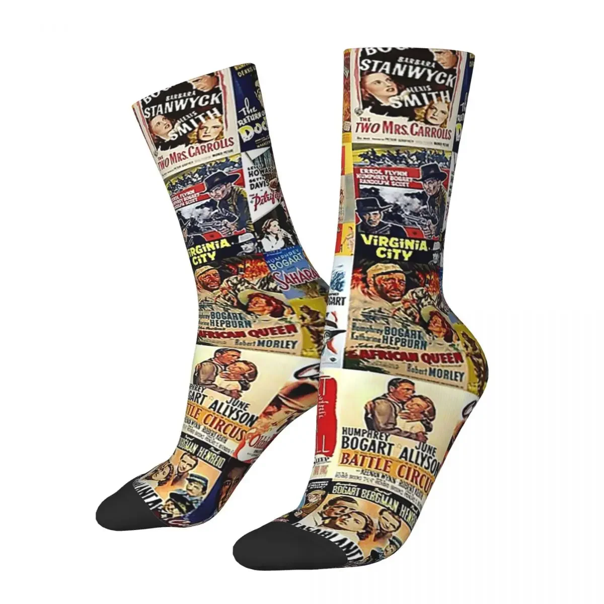 Humphrey Bogart Movie Posters Socks Harajuku High Quality Stockings All Season Long Socks for Man's Woman's Birthday Present