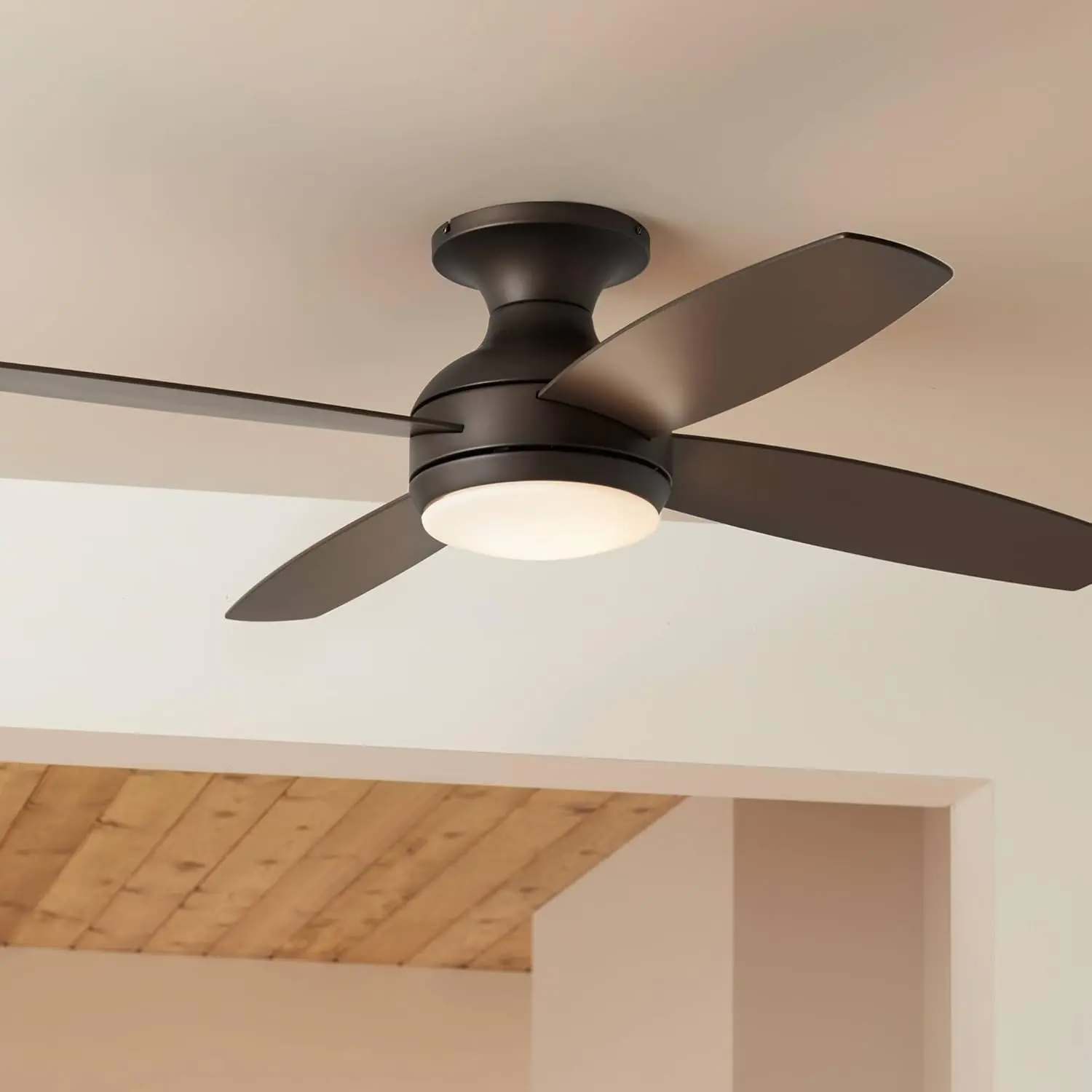 

Casa Vieja 52" Elite Modern Industrial Hugger Low Profile Indoor Ceiling Fan with LED Light Remote Control Brushed Nickel Silver