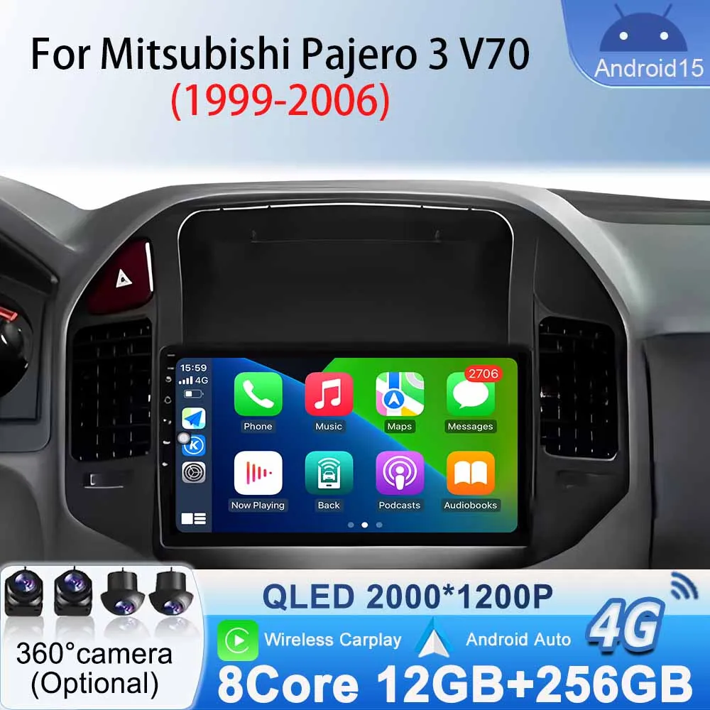 

Autoradio Stereo for Mitsubishi Pajero 3 V70 1999 - 2006 Car Radio GPS Navi BT Android 15 Screen Multimedia NO 2din Video Player