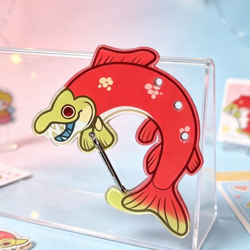 Salmon Acrylic Carabiner Charm, Cute Cartoon Fish Bag Pendant Cosplay Accessory, Aesthetic Decor Ornament For Backpack Purse