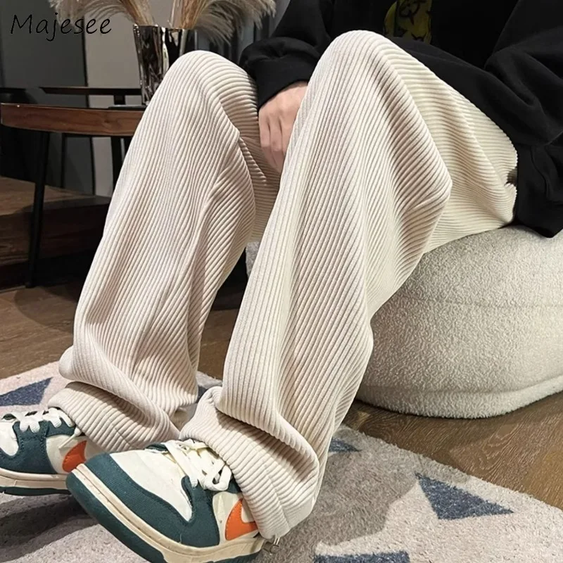 

Corduroy Pants Men Casual Vintage Spring Autumn Joggers Minimalist Korean Style Fashion Straight Trousers Handsome Personality