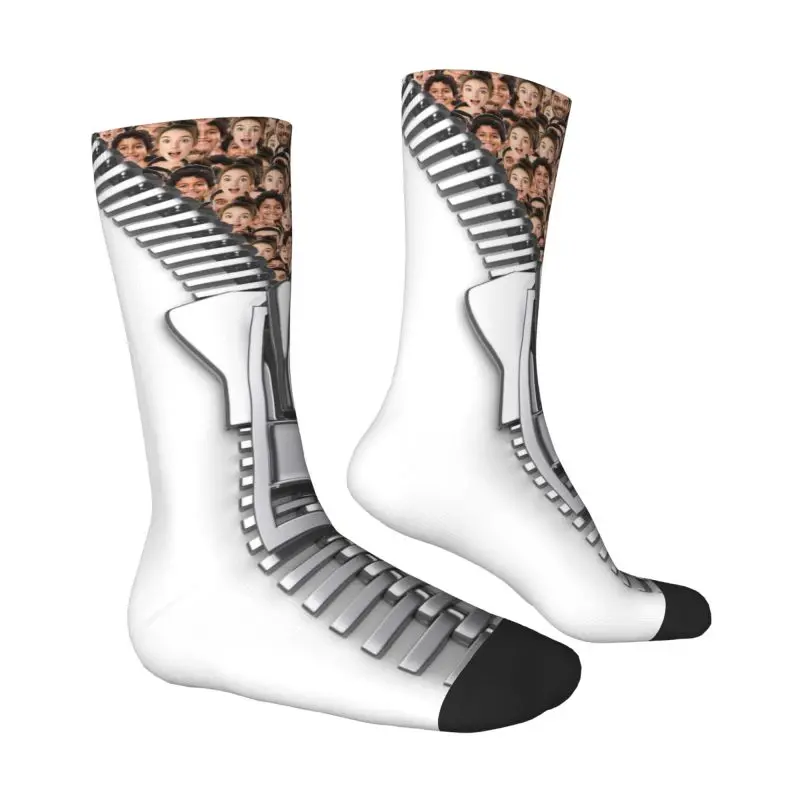 Presente de rosto com zíper masculino divertido personalizado para pai meias unissex quentes respiráveis com impressão 3D meias