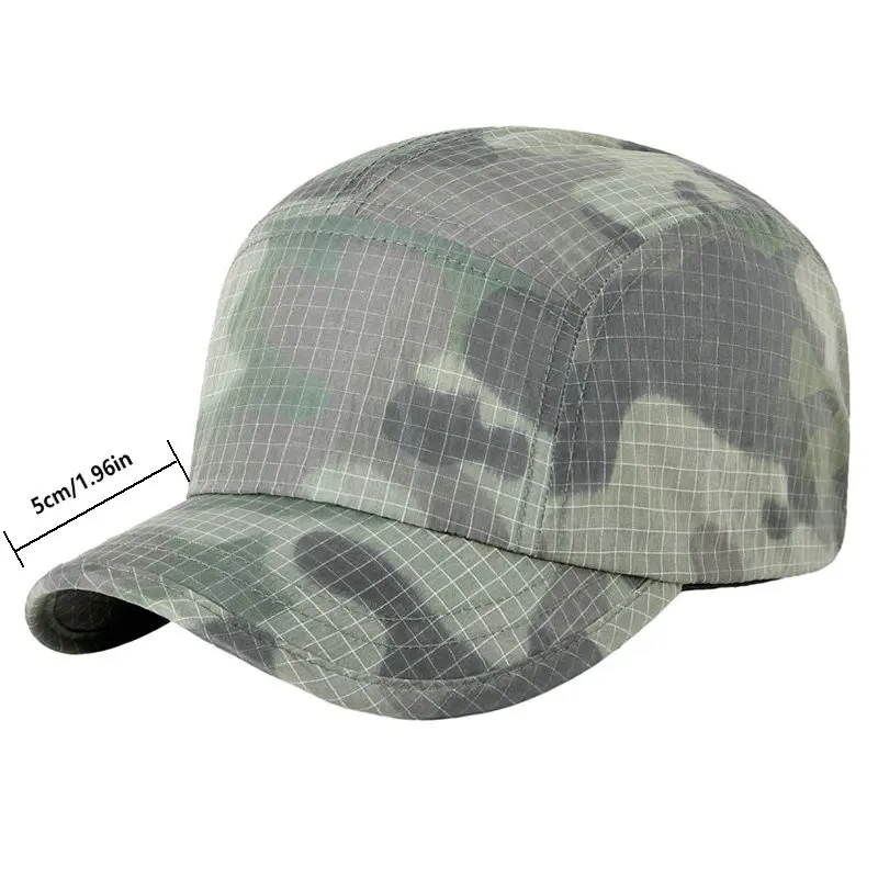 Sommerliche, leichte Baseballkappe mit Karomuster und Tarnmuster für Damen und Herren, ideal für Outdoor-Sportarten und als Sonnenschutz, Sport-Sonnenhut. – Detail 1