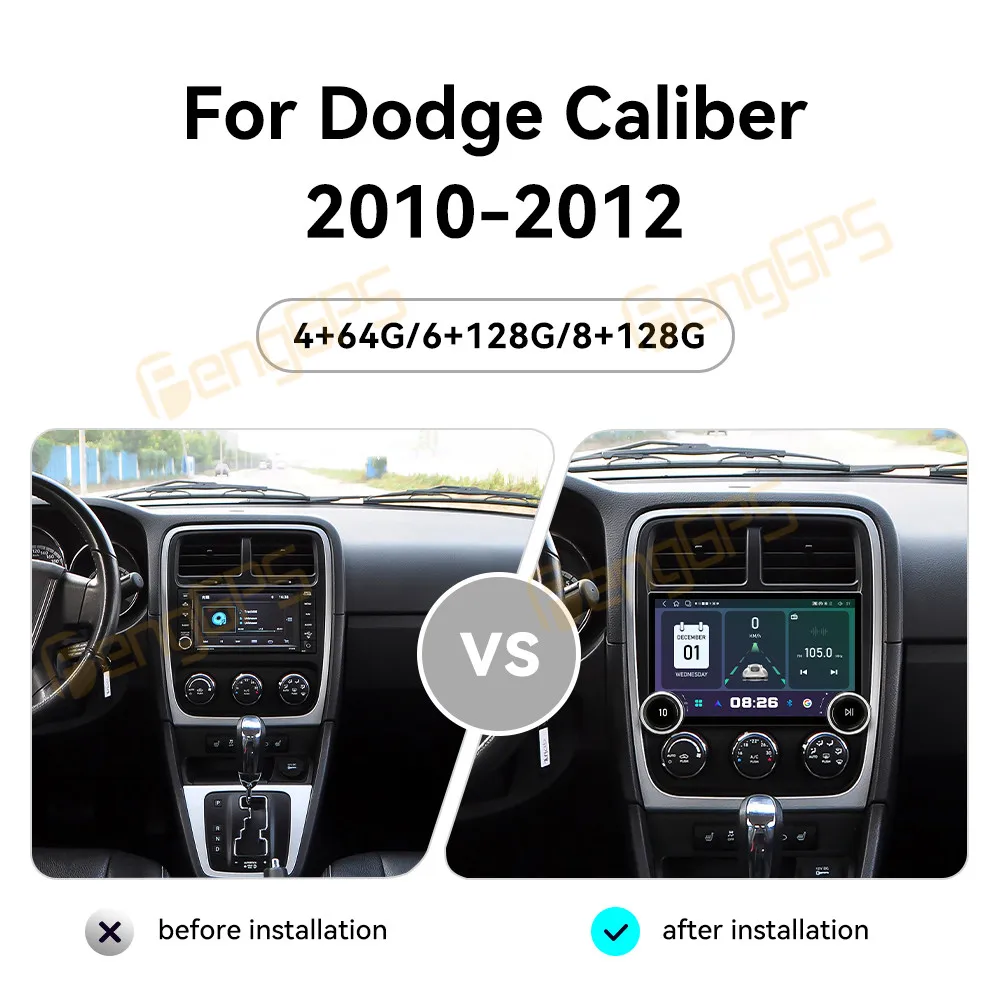 For Dodge Caliber 2010-2012 Android Car Radio Multimedia Video Player Wireless Carplay Autoradio Stereo GPS Navigation Head Unit