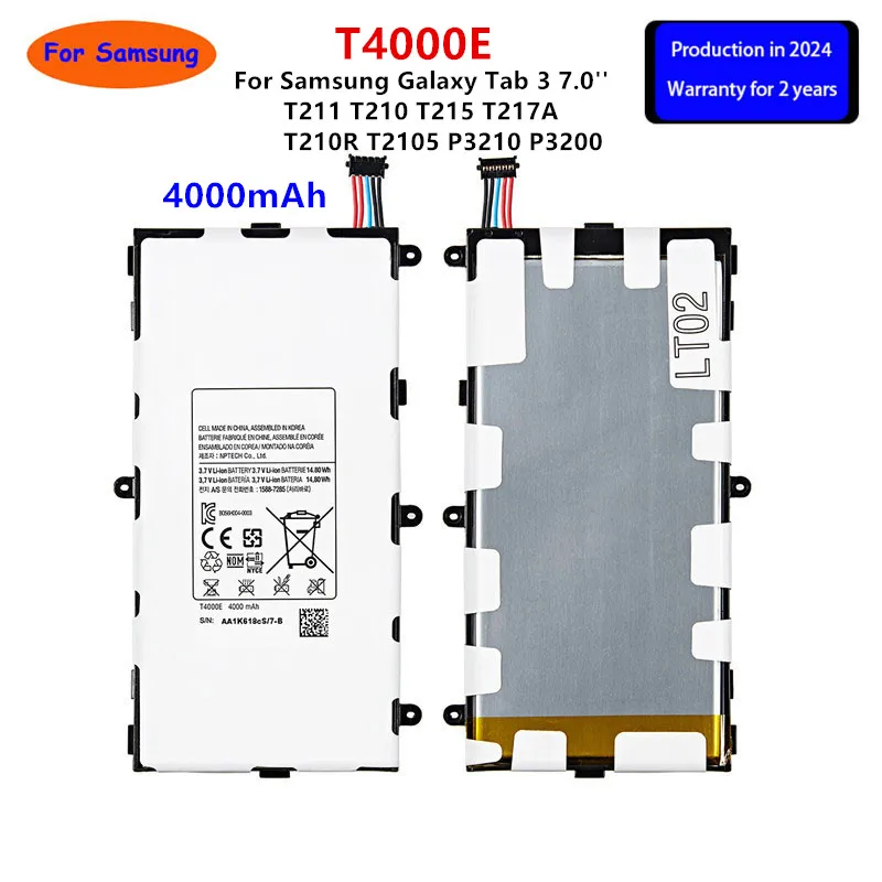 

Brand New Tablet T4000E Battery 4000mAh For Samsung Galaxy Tab 3 7.0'' T211 T210 T215 T217A T210R T2105 P3210 P3200