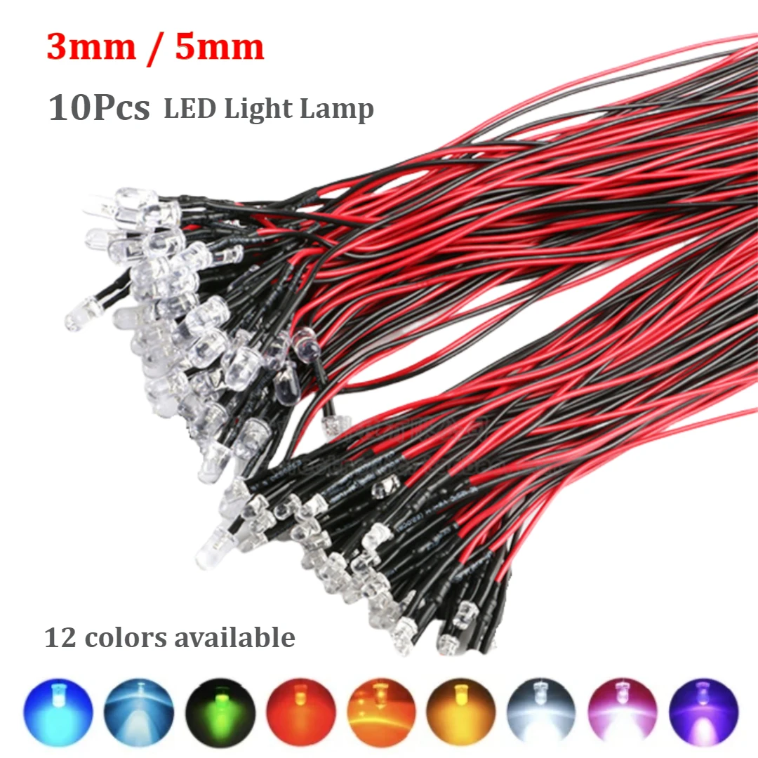 10 Stuks 3 Mm/5 Mm Led Licht Lamp Dc 3 V-12 V Rood Groen Blauw Geel Lamp Voor rc Crawler Auto Traxxas TRX4 Axiale Speelgoed Onderdelen