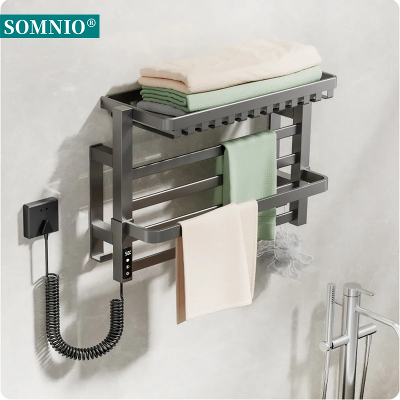 Electric Heated Towel Rack with Large Towel Bath Towel Basket Heating Fast for Bath Shelves, Temperature Control For Smart Home