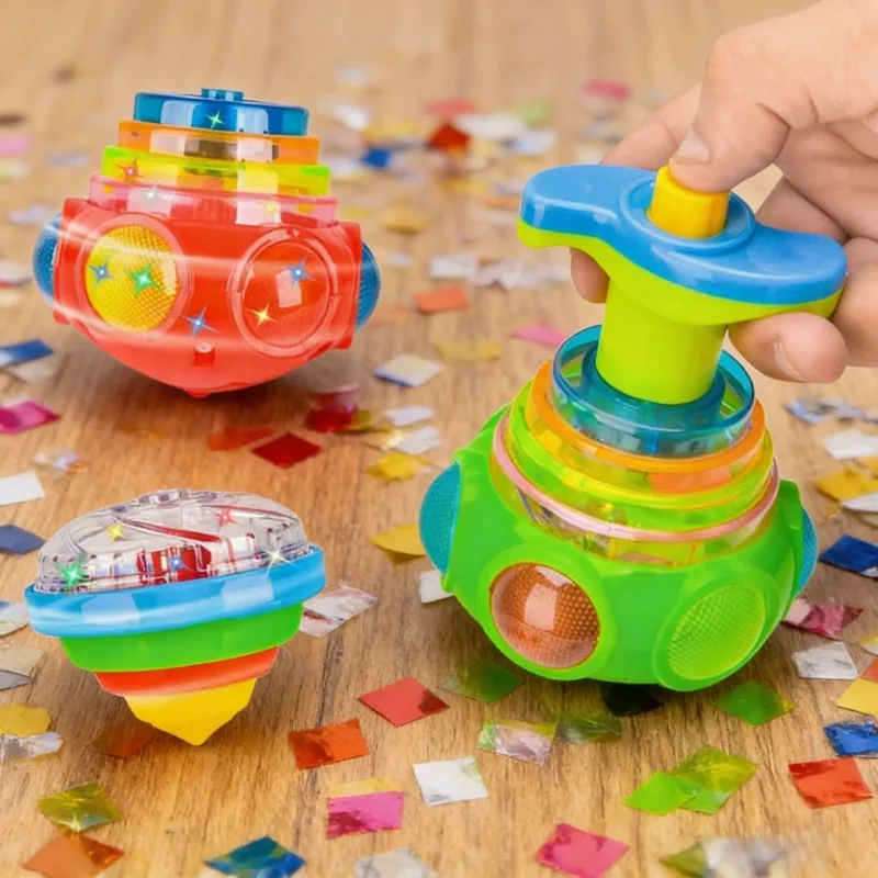 

Bagged Round Luminous Toy Light Music Rotating Gyro Fidget Spinner Spinning Top Toys Random Color Children's Toys Kids Gifts