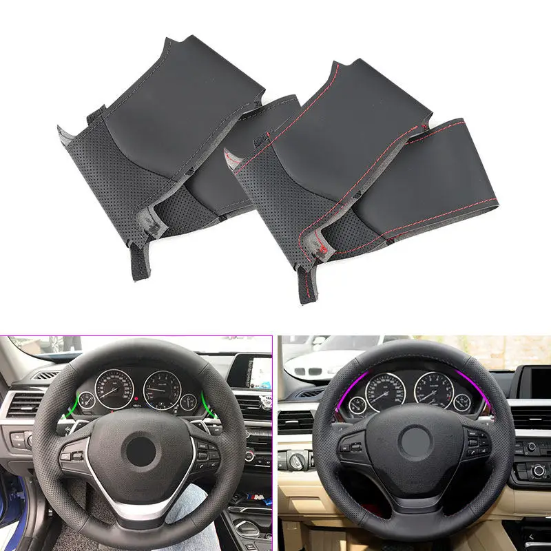 For BMW 1 2 3 Series F20 F21 F22 F23 F30 F34 F31 2014-19 not for M Sport Microfiber Leather Car Inner Steering Wheel Cover Trim