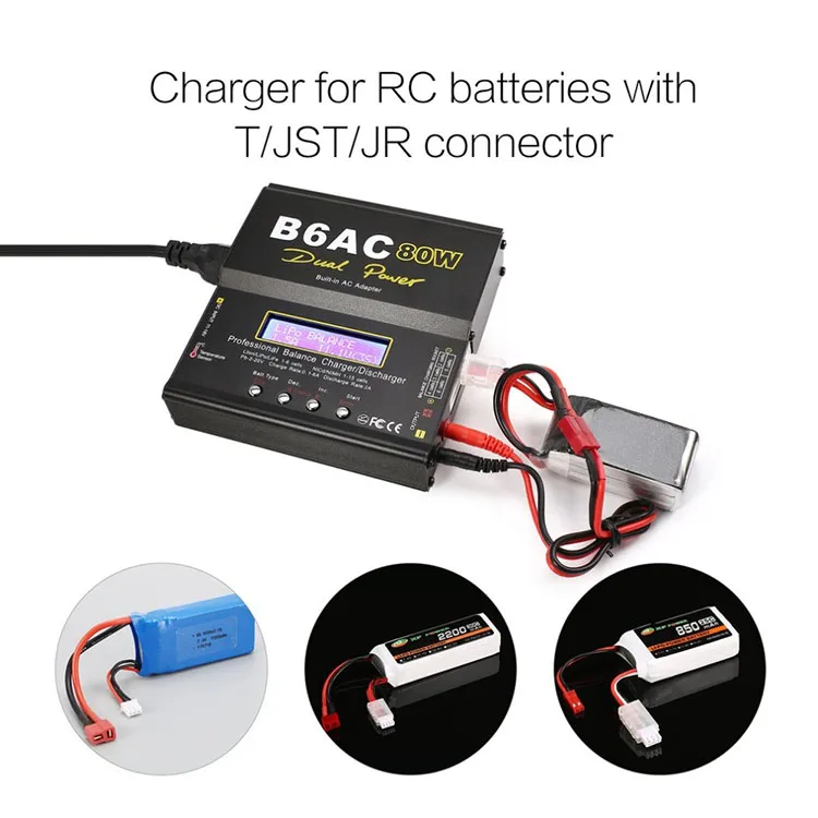 IMAX B6AC 80W 6A Black Charger Dual Power Lipo NiMh Li-ion Ni-Cd AC/DC RC Balance Charge Discharger for RC Car Drone Battery