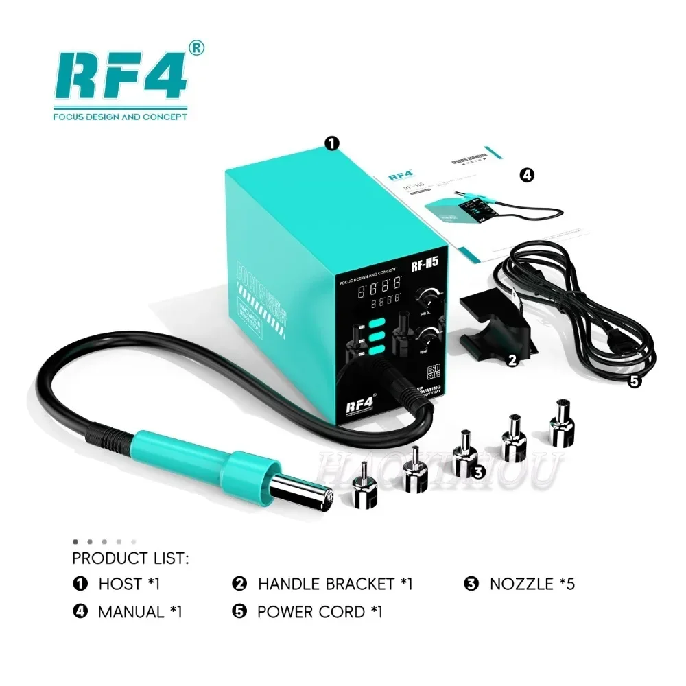 RF4 Hot Air Gun RF-H5 800W BGA Rework Solder Station Soldering Heat Air Gun Station 220V / 110V For SMD SMT Welding Repair