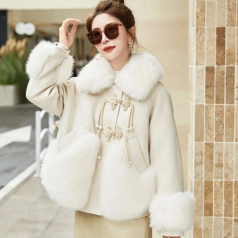 Formal Fur Stitching Down Jacket Women Overcoat 2025 Winter New Thicken Warm Parker Coat Fashion Loose Fur Coats Outwear Casaco