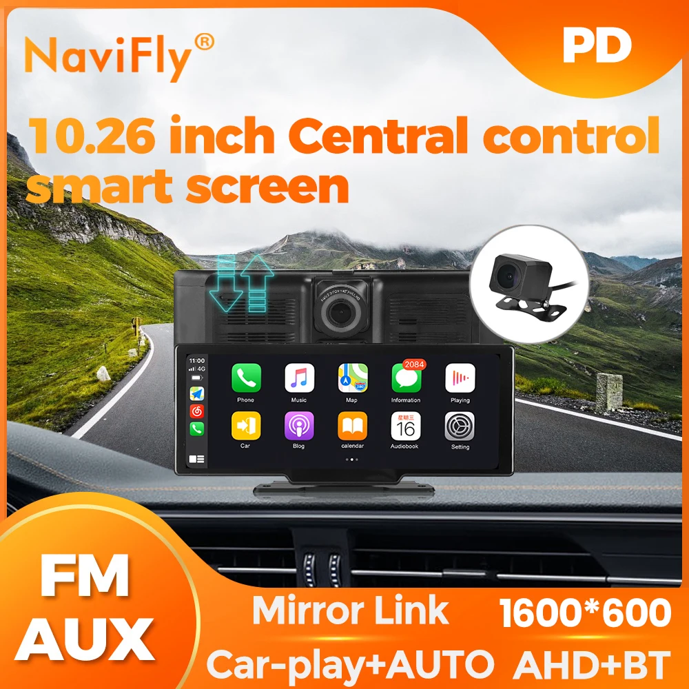 

NaviFly 10.26 inch central controlsrart screen 1600*600 AHD BT Mirror link Wireless Carplay Android Auto Built in EQ setup