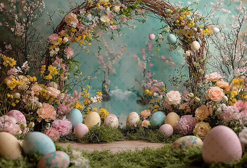 Mehofond Photography Background Spring Easter Arch Pink Floral Bunny Eggs Children Birthday Portrait Decor Backdrop Photo Studio