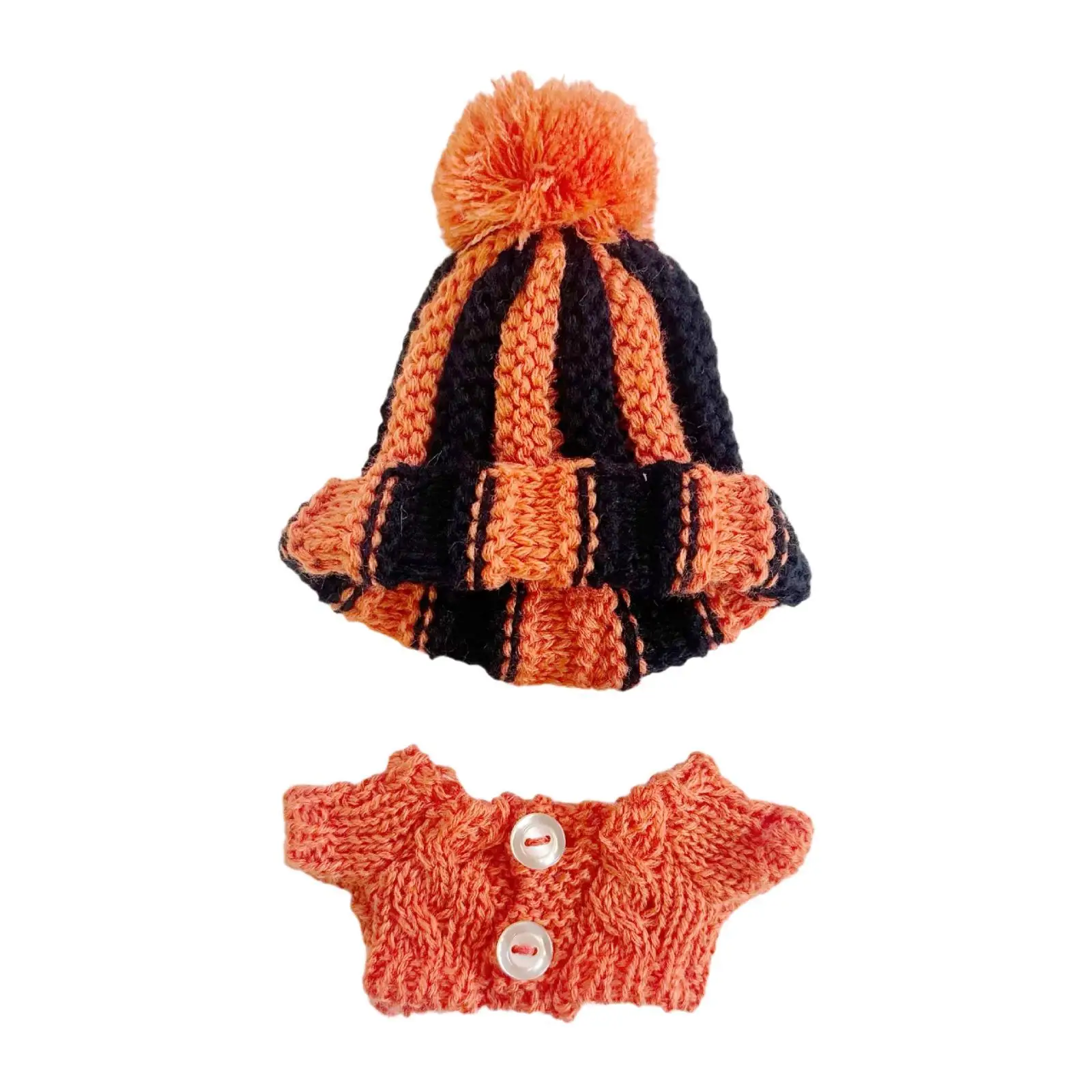 2 Pieces Doll Sweater and Hat Doll Clothes Suit Soft Autumn Winter Girls Gift Miniature for 15/17cm Pendant Doll Kids