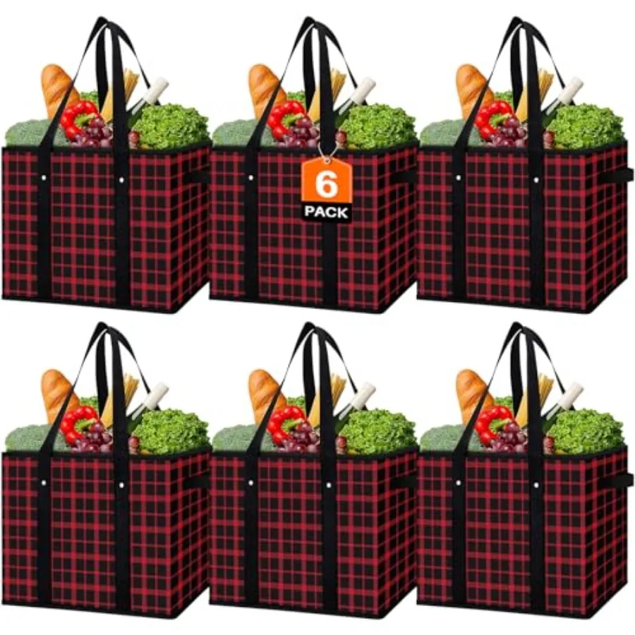 

Reusable Grocery Bags 6 PackLarge Grocery Tote Bag Water Resistant Shopping Bags Foldable Grocery Bag for Clothes Shoes and Pic