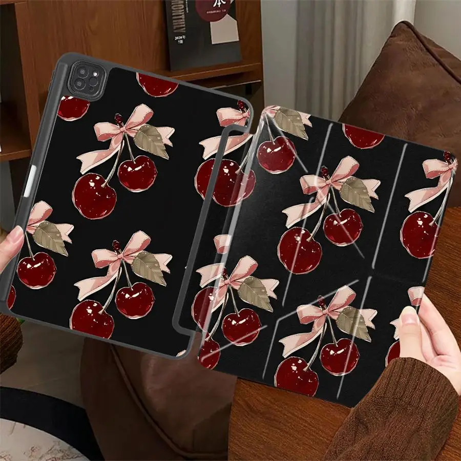 

Красный чехол-подставка Red Lovely Cherry для iPad Mini 6, 7, Pro 11, 10, 9, 8, 7 поколений, 12.9 дюймов Pro 2025, Air 4, 5, M3, M2, M4, 11 дюймов