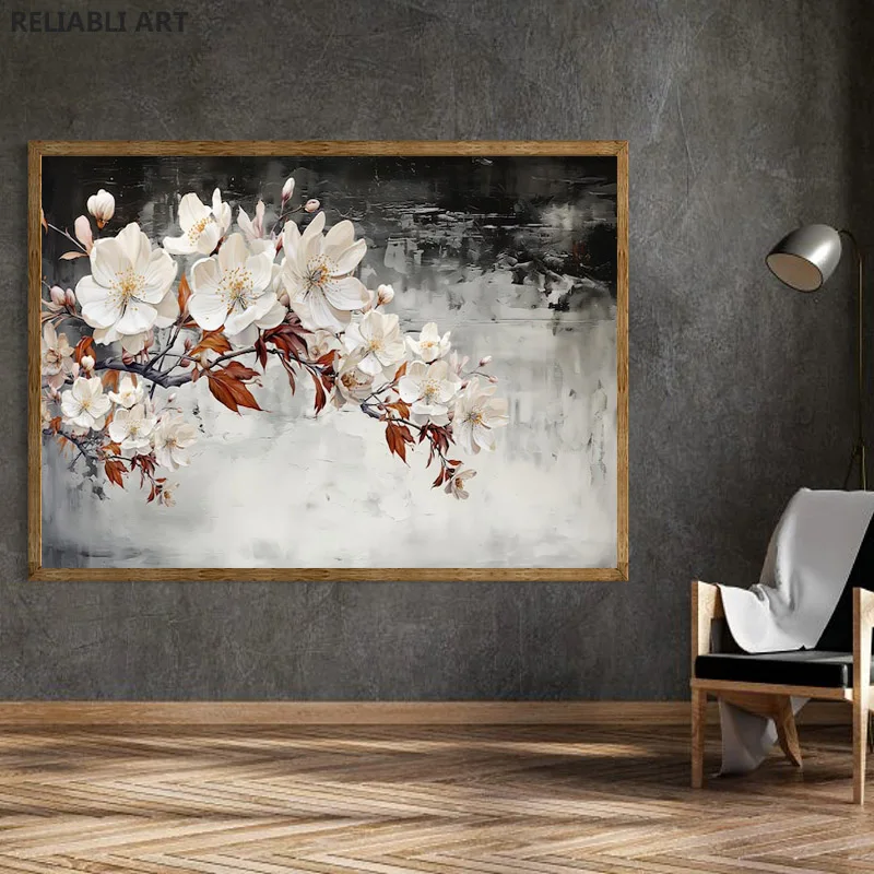 Cherry Blossom Branch Canvas Wall Art Abstract Flowers Print Posters Cherry Blossom Branch Wall Decor Bedroom Gift Cuadros Unfra