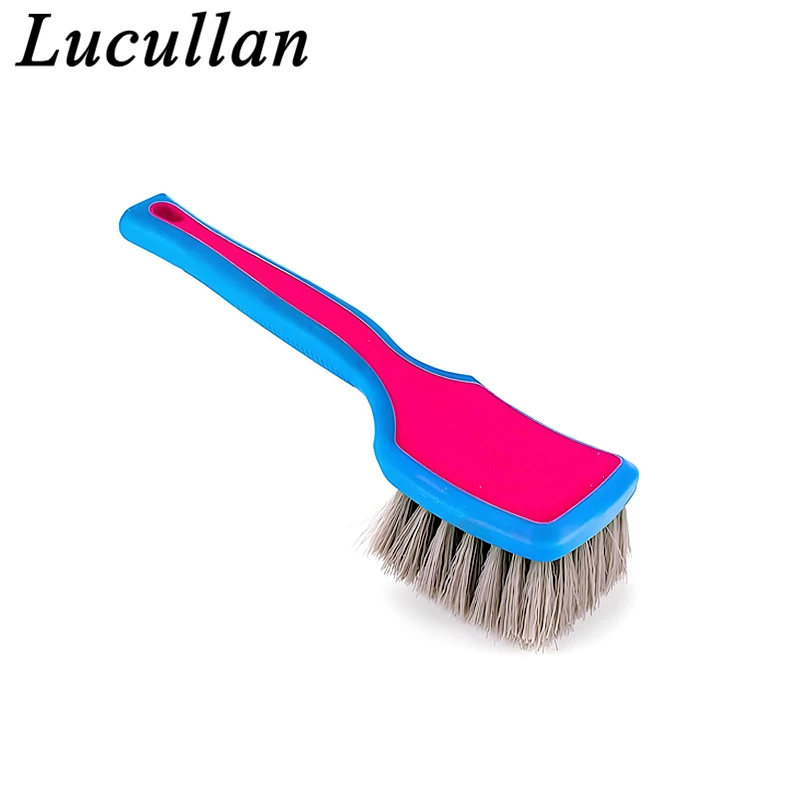 Lucullan Różowy/Niebieski Średni sztywny środek do czyszczenia opon z włosia syntetycznego Ergonomiczna szczotka do czyszczenia opon Easy Grip